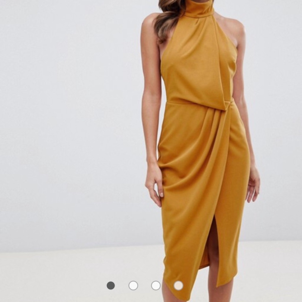 ASOS DESIGN halter drape pencil midi